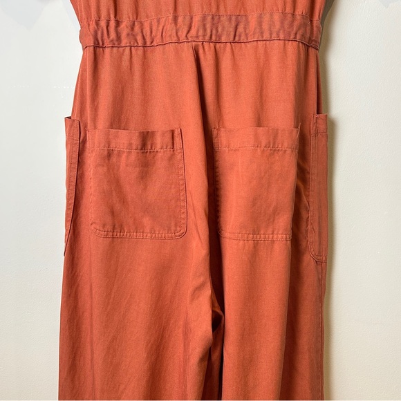 Marine Layer Baked Clay “Joni” Rust Jumpsuit - Button Front Drawstring Waist S - Picture 8 of 9